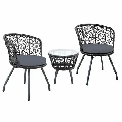 $254.59 • Buy Gardeon Outdoor Furniture Rattan Bistro Set Chair Patio Garden Wicker Cushion