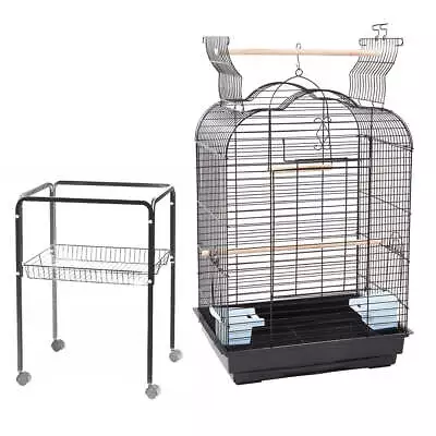 Pet Bird Cage With Stand Parrot Aviary Canary Budgie Finch Perch Black Portable  • $76.69