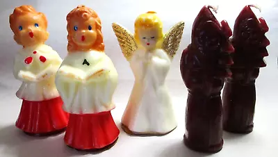 5 Vintage Christmas Candlesgurley Angel Choir Boy & Girl & Santa Claus • $6.99