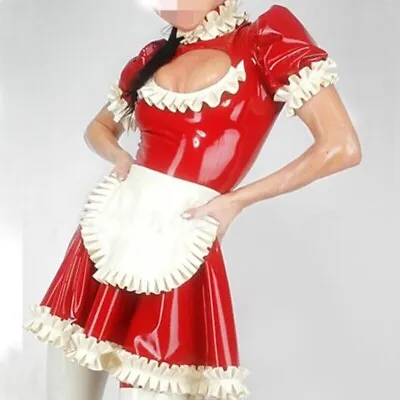 Latex Rubber Gummi Maid Servant Uniform Dress With Apron Uniform Temptation • £185