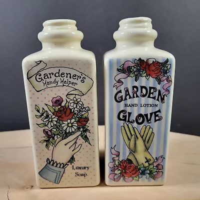 Emerson Creek Pottery Set Of 2 Soap And Lotion Dispensers Garden Vintage 1997 • $11.01