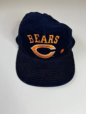 Vintage Chicago Bears Hat Mens Snapback Blue Corduroy Shell Gas Promo 80s 90s • $18.74