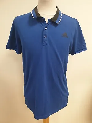 £11.99 • Buy Ff490 Mens Adidas Essentials Blue S/sleeve Slim Fit Polo T-shirt Uk M Eu 48