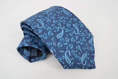 MASSIMO BIZZOCCHI By KITON Napoli Handmade Paisley Blue Silk Necktie Luxury • $56.21