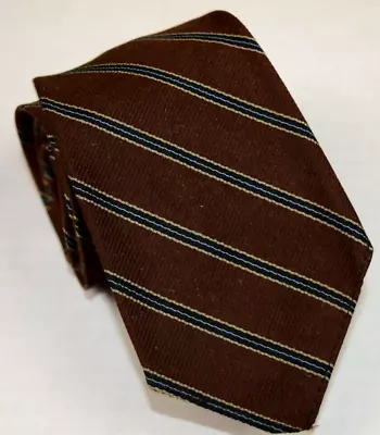 Neck Tie VTG Miller & Rhoads 60s  Brown Blue Stripe Silk Tie 52  X 2.75  NIB • $70.37