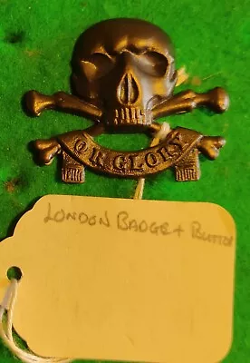 17/21 Lancer Bronzed London Badge And Button Cap Badge • £8