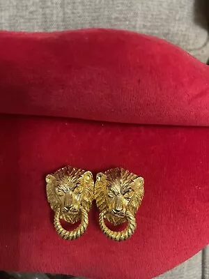 Vintage 1975 Mimi Di N Lion Head Door Knocker Golden Belt Buckles • $15