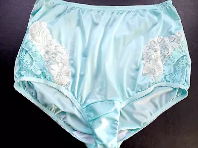 Vintage VANITY FAIR 6   Aqua Granny Panties With  Lace • $40