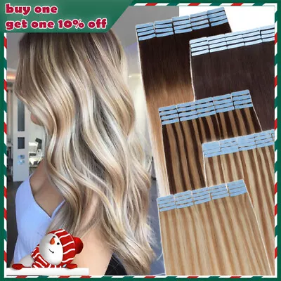 60PCS THICK Tape In 100% Remy Human Hair Extensions Skin Weft FULL HEAD Blonde • $27.18