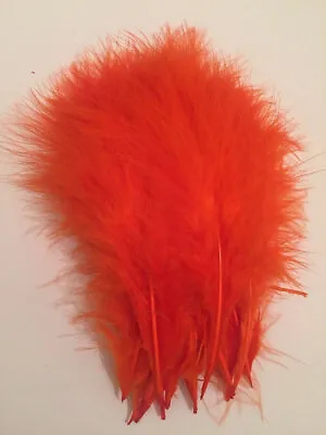 Hot Orange Marabou Feathers  Mixed Sizes Fly Tying Flynscotsman Tackle Fluffy • £1.85