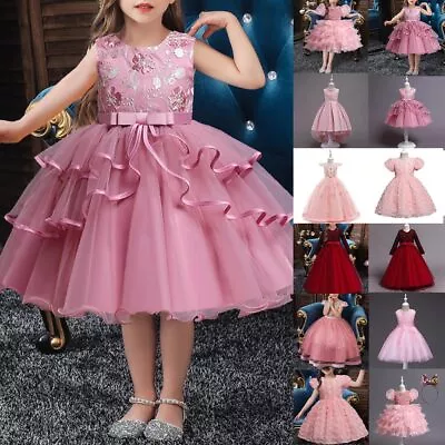 £8.29 • Buy Flower Girl Wedding Bridesmaid Bow Dress Kids Birthday Party Princess Tutu Dress