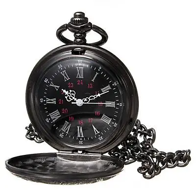 Retro Pocket Watch  Hollow Skeleton Dial Steel Quartz Pocket Gift • $9.26