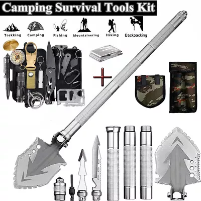 Folding Survival Shovel Gear Kit Outdoor Camping Military Tactical Hunting Set • $40.84