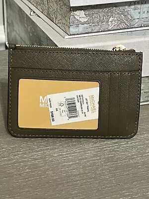 NWT Michael Kors Jet Set Travel Sm TZ Coin Pouch ID Key Ring Wallet Olive Green • $25