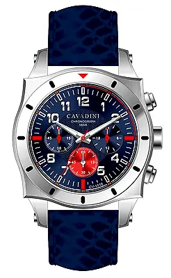 Cavadini Men's Watch Designer Chronograph Timor Stainless Steel CV-1010 Blue • $158.24
