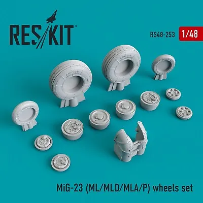 ResKit RS48-0253 Scale 1:48 MiG-23 MLMLDMLAP Wheels Set For Plastic Model Kit • $12.30