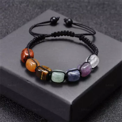 Crystal Gemstone Bracelet 7 Chakra Bead Anxiety Stone Jewellery Healing Reiki AU • $11.89