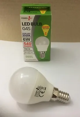 2 X Powerplus Led 6w ( 60w ) Ses G45 Golfball 3000k Warmlight Energy Saving Bulb • £7.95