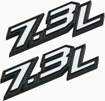 2Pcs 7.3L Emblems 3D Power Stroke Turbo Side Badge Nameplate Decal (White) • $15.99