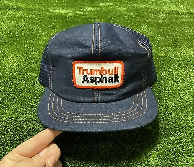 Vintage Denim Snapback Patch Hat Trucker Cap - Trumbull Asphalt • $14.99