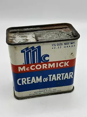 Vintage Empty McCormick Cream Of Tartar 1.5 Oz Metal Spice Tin • $6.99