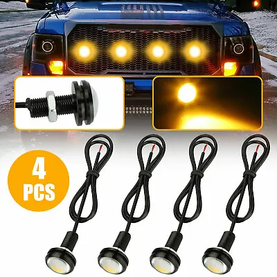 $8.98 • Buy 4pcs LED Amber Grille Lighting Kit Universal For Truck SUV Ford SVT Raptor Style