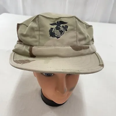 US Marine Corps USMC EGA Desert DCU Camo 8 Point Utility Cover Hat Cap Sz Large • $23.09