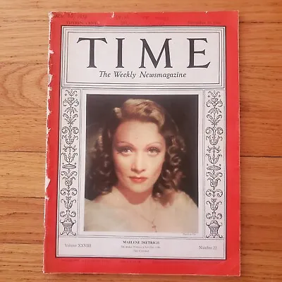 Time Magazine Marlene Dietrich Actress Movie Star November 30 1936 NICE ADS • $29.96