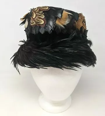 VTG G. Fox & Co Hartford Union Made Bird Pleasant Feather Women Bucket Hat DB21 • $39.11