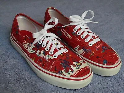 Vans Size M 6.5 W 8.0  Red Hawaiian Jungle Aloha Surf Rider Skater Shoes • $2.99