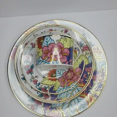  IMPERIAL TOBACCO LEAF China 5-pc PLACE SETTINGS Gold Trim MINT Plates Vintage A • $70