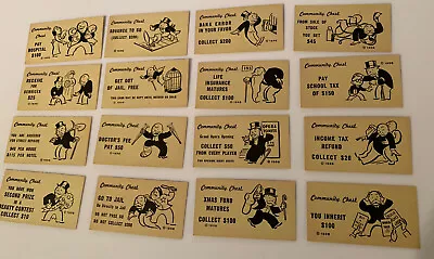 Vintage 1936 MONOPOLY Board Game (16) Community Chest Cards Set Replacement EUC • $9.86