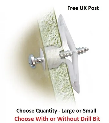 Hollow Wall Plasterboard Fixings Cavity Anchor Plugs & Screws Poly Toggle  • £2.90