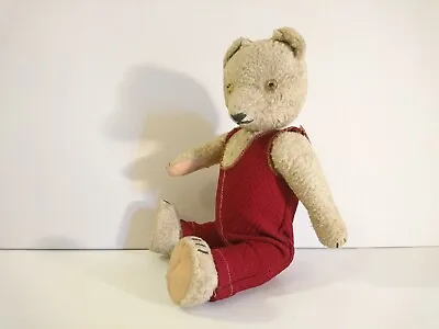 Vintage Teddy Bear Straw Stuffed Glass Eyes Fully Jointed Hungary 1950s • $55