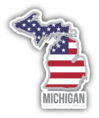 Michigan State Map USA America Flag Vinyl Sticker Car Bumper Decal • $2.75