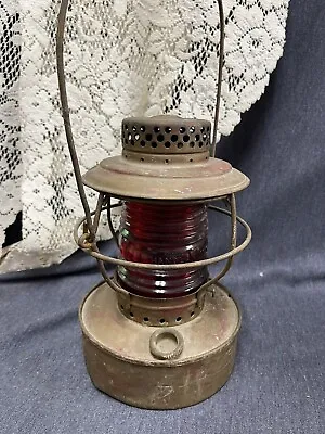 Rare Antique Embossed HANDLAN USA St. Louis Laclede Gas LG CO Lantern Red Lens • $99