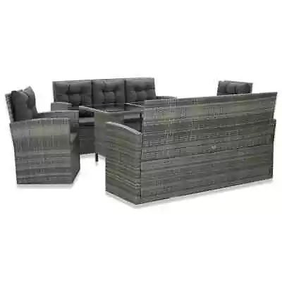 Outdoor Dining Set With Cushions 5 Piece Poly Rattan Grey Furniture Set VidaXL • $1253.99