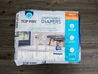 Top Paw 30 Count Disposable Female Male Dog Diapers Size Medium 18'-26  Waist • $19.90