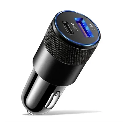 Fast Charger Car 2 Port USB + TYPE C Universal Socket Adapter For Samsung IPhone • £3.69