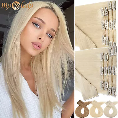 8PCS Clip In Human Hair Extensions 100% Real Hair Extensions Weft Blonde MY-LADY • $26.01