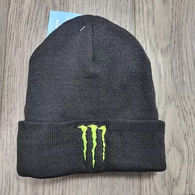 New Embroidered Monster Energy Drink Athletic Beanie Black With Green Adult Size • $19.99