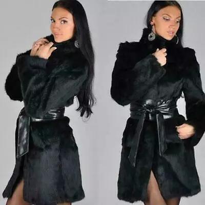 Fashion Alluring Long Genuine Knitted Mink Fur Jacket Coat Outwear Sweater HAPY • $48.87
