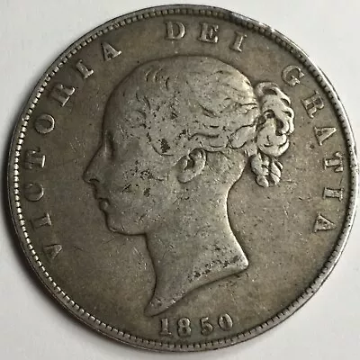 1850 United Kingdom Half Crown - Victoria - (F) KM#740 - 92.5% Silver - PC • $124.99