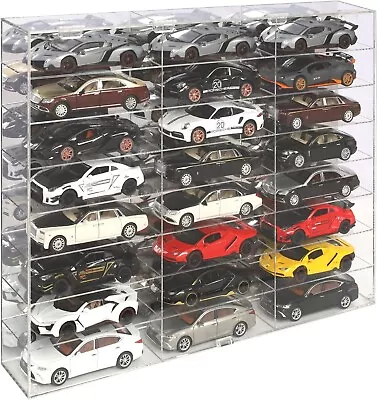 Car Display Case Acrylic Mirrored 24 Pcs Hot Diecast 1/24 Model Wheels Cabinet • $279.89