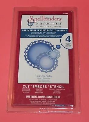 $19.95 • Buy 4 Pcs Spellbinders Nestabilities Picot Edge Circles Craft Cutting Dies S4-345