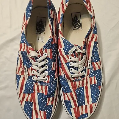 VANS Shoes USA American Flag Red White Blue Canvas Lace Up July 4th Mens 13 • $23.99