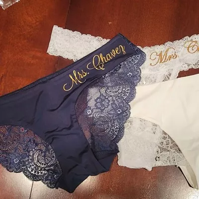 Personalise Bride Honeymoon Panties Custom Name Gift Lace Thong Bachelorette • $25.88