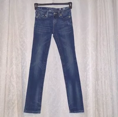 Miss Me Girls Size 14 (26 In Waist) PEACE SIGN Back Pockets Skinny Jeans • $35