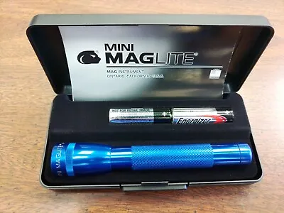 Blue Mini Mag-Lite Two AA Cell 5 3/4  Overall. 3/4  Diameter. Made In The US • $17.95