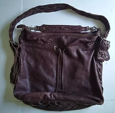 Monserat De Lucca Brown Leather Hobo Bag Purse  • $35